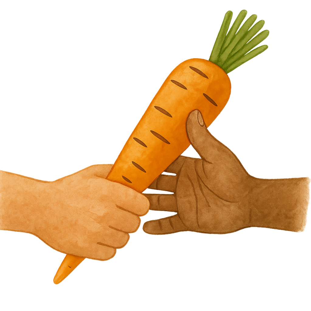 Carrotoke Challenge steps: sing into a carrot, share it online, grow food gardens.