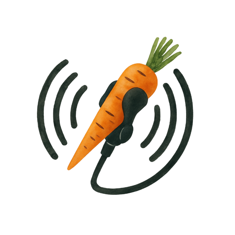 Illustrated carrot microphone symbolizing the Carrotoke Challenge